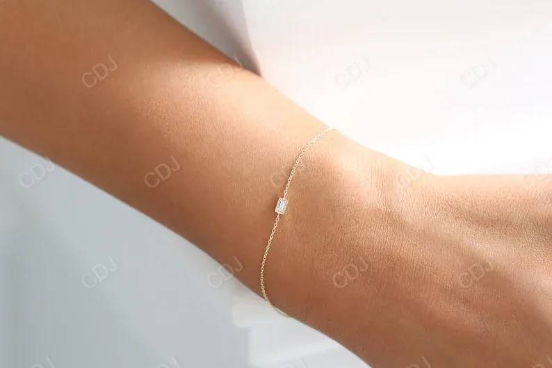 0.06CTW Moissanite Minimalist Baguette Cut Bracelet