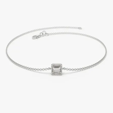 0.06CTW Moissanite Minimalist Baguette Cut Bracelet