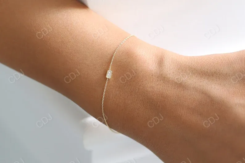 0.06CTW Moissanite Minimalist Baguette Cut Bracelet