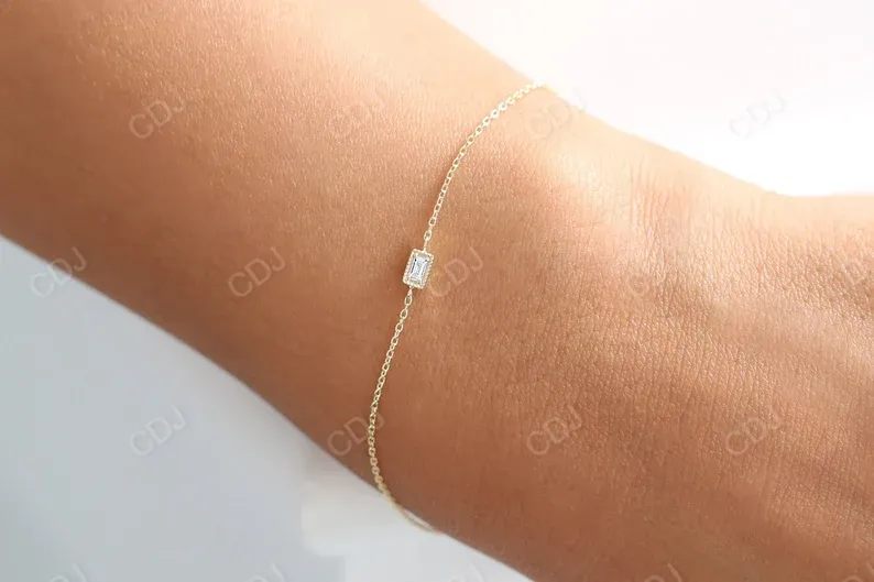 0.06CTW Moissanite Minimalist Baguette Cut Bracelet