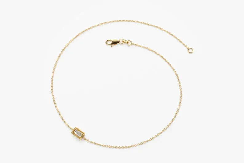0.06CTW Moissanite Minimalist Baguette Cut Bracelet