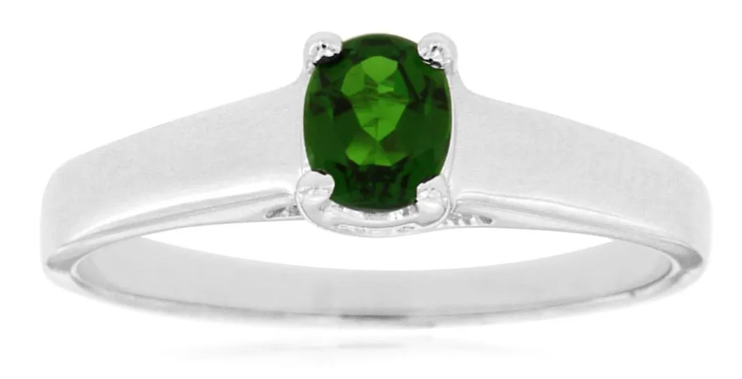 0.42CT AAA RUSSALITE 14K WHITE GOLD CLASSIC OVAL LUCIDA SOLITAIRE ENGAGEMENT RING