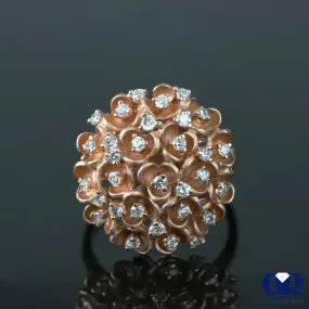 0.70 Ct Diamond Flower Blossomed Cocktail Ring Right Hand Ring I4K Gold