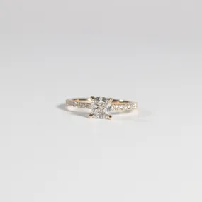 0.90 Cushion Solitaire with Accented Band and Hidden Halo