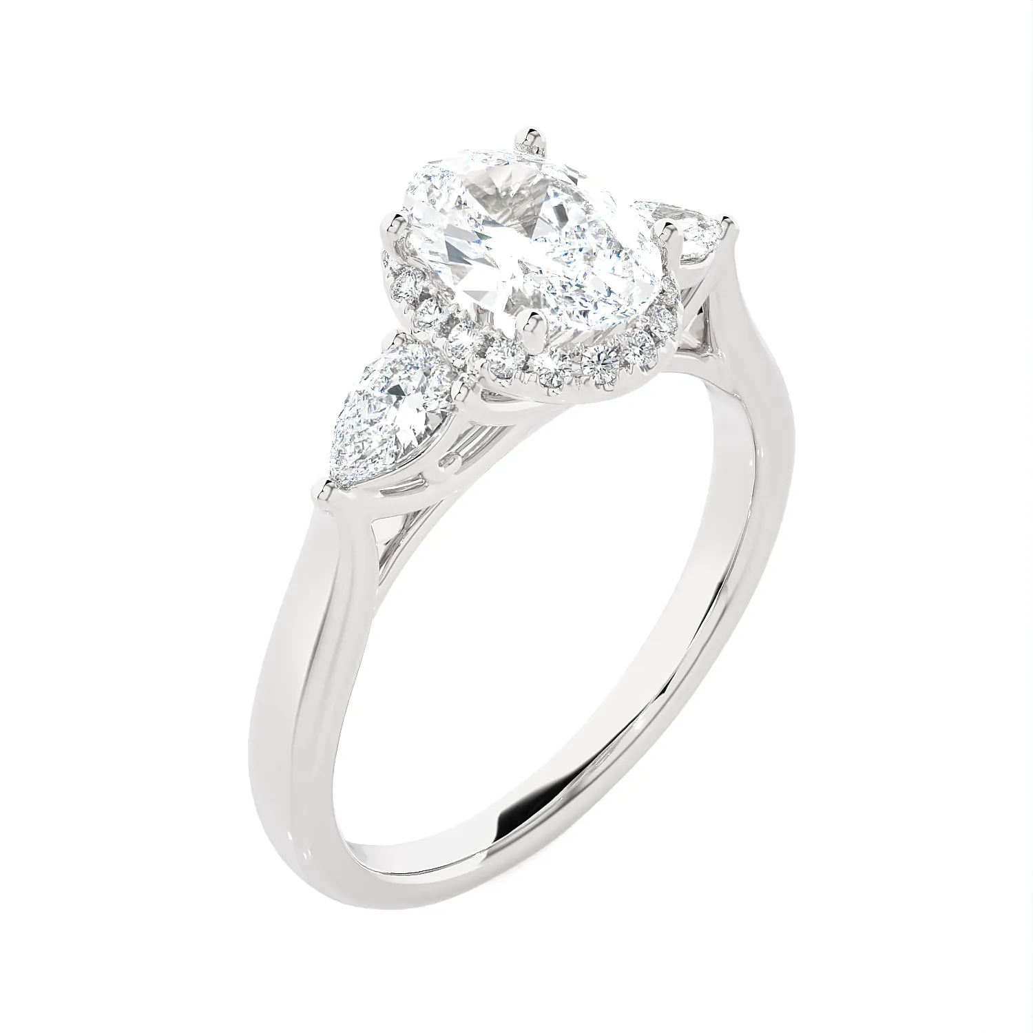 1 7/8 ctw Oval Lab Grown Diamond Side Stone Engagement Ring