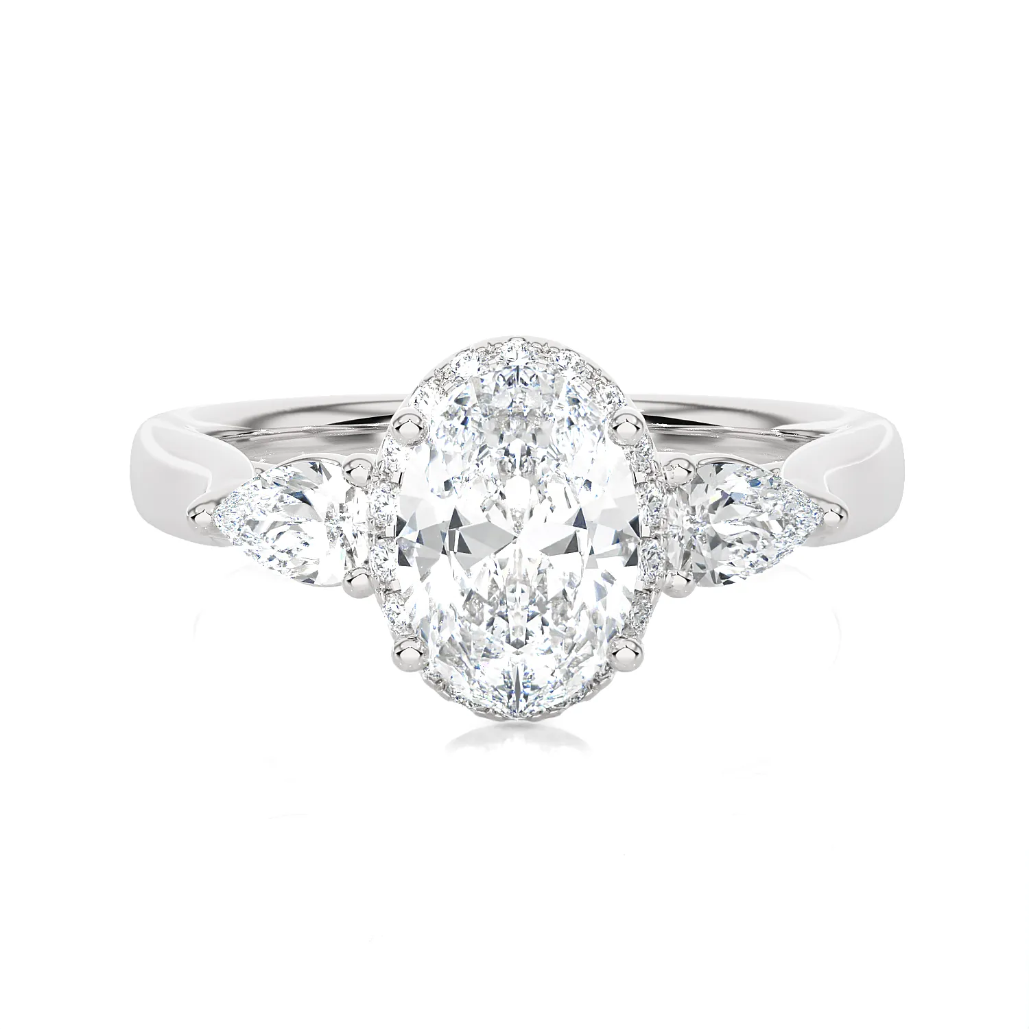 1 7/8 ctw Oval Lab Grown Diamond Side Stone Engagement Ring