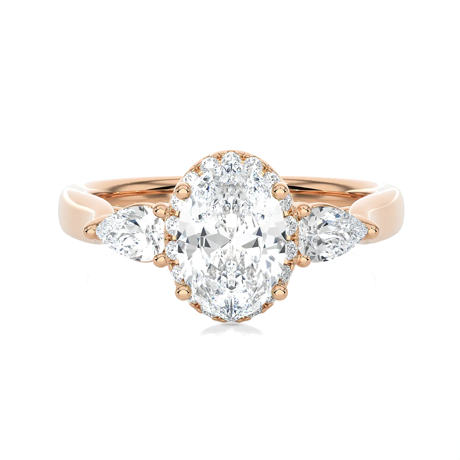 1 7/8 ctw Oval Lab Grown Diamond Side Stone Engagement Ring
