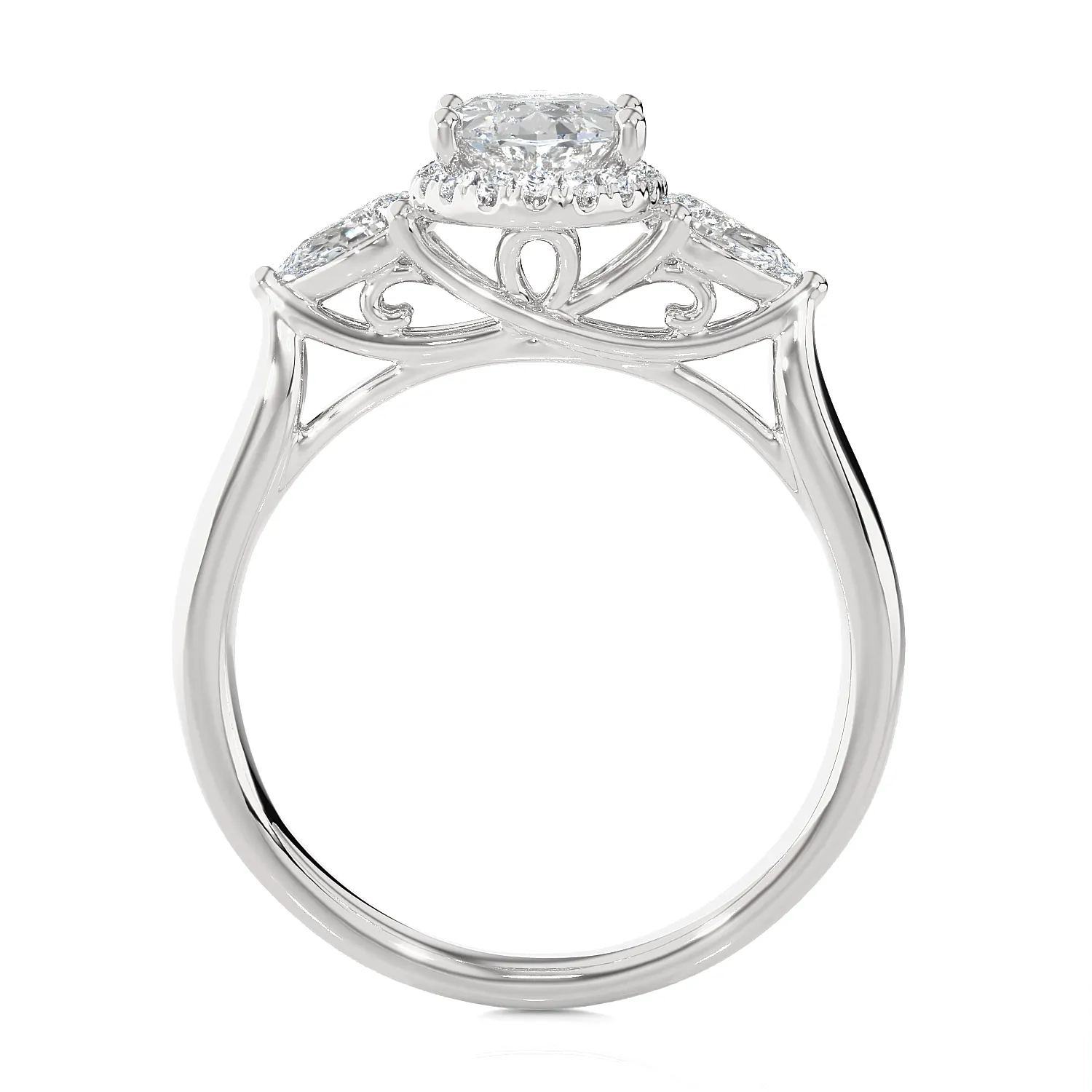 1 7/8 ctw Oval Lab Grown Diamond Side Stone Engagement Ring