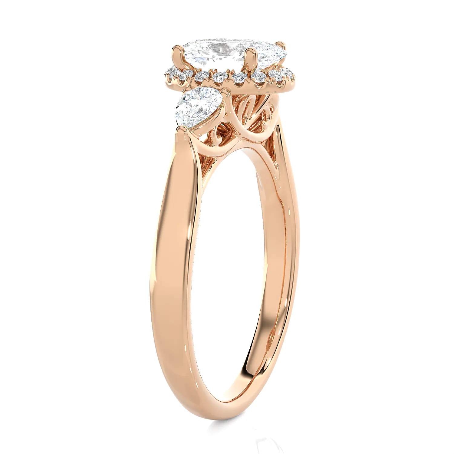 1 7/8 ctw Oval Lab Grown Diamond Side Stone Engagement Ring