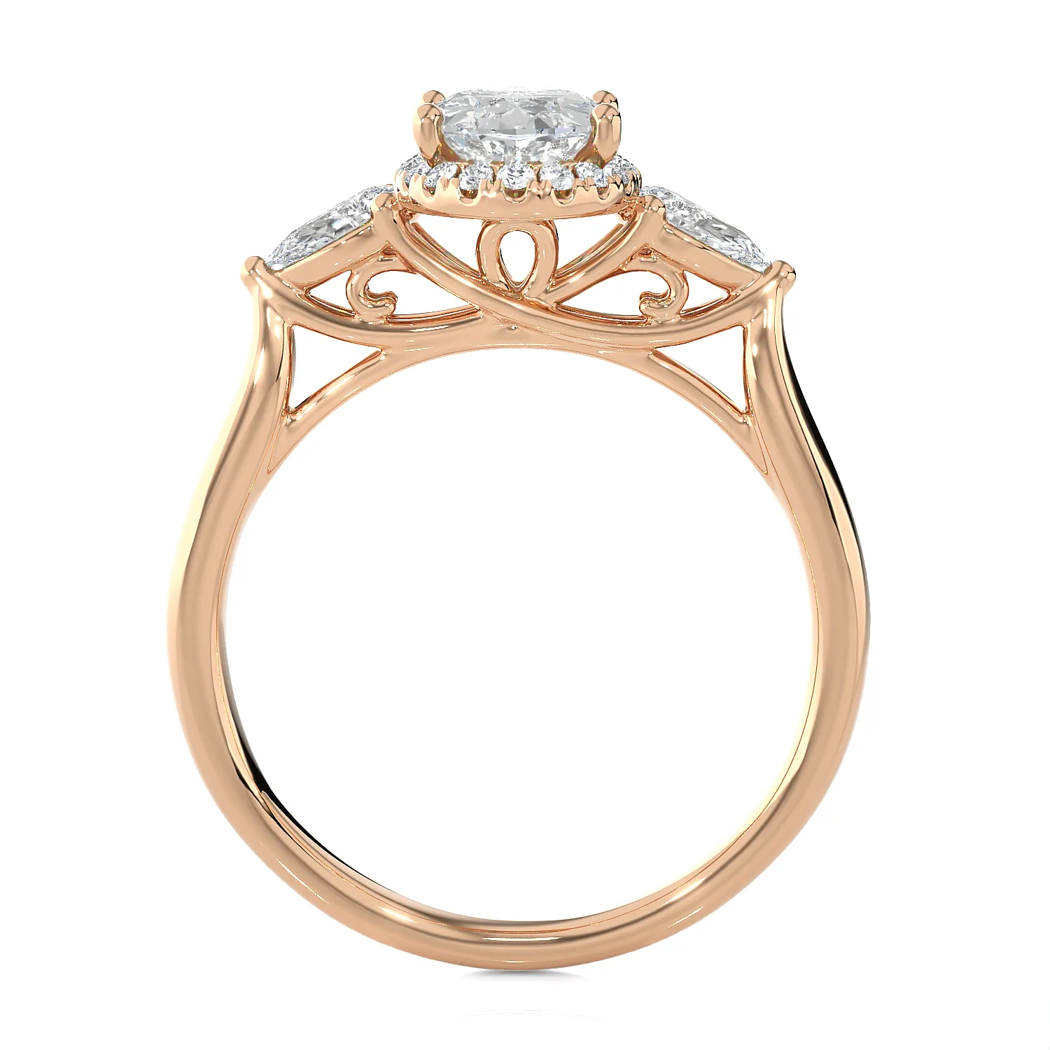 1 7/8 ctw Oval Lab Grown Diamond Side Stone Engagement Ring