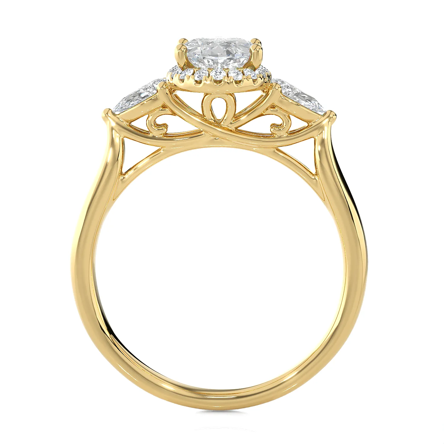 1 7/8 ctw Oval Lab Grown Diamond Side Stone Engagement Ring