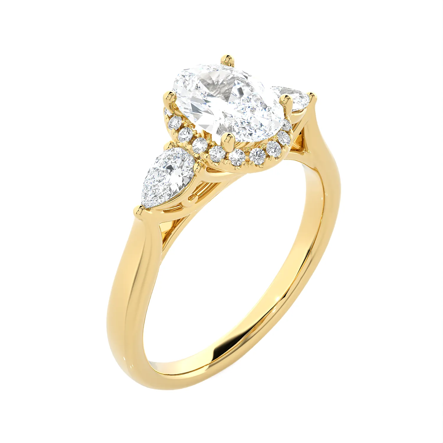 1 7/8 ctw Oval Lab Grown Diamond Side Stone Engagement Ring