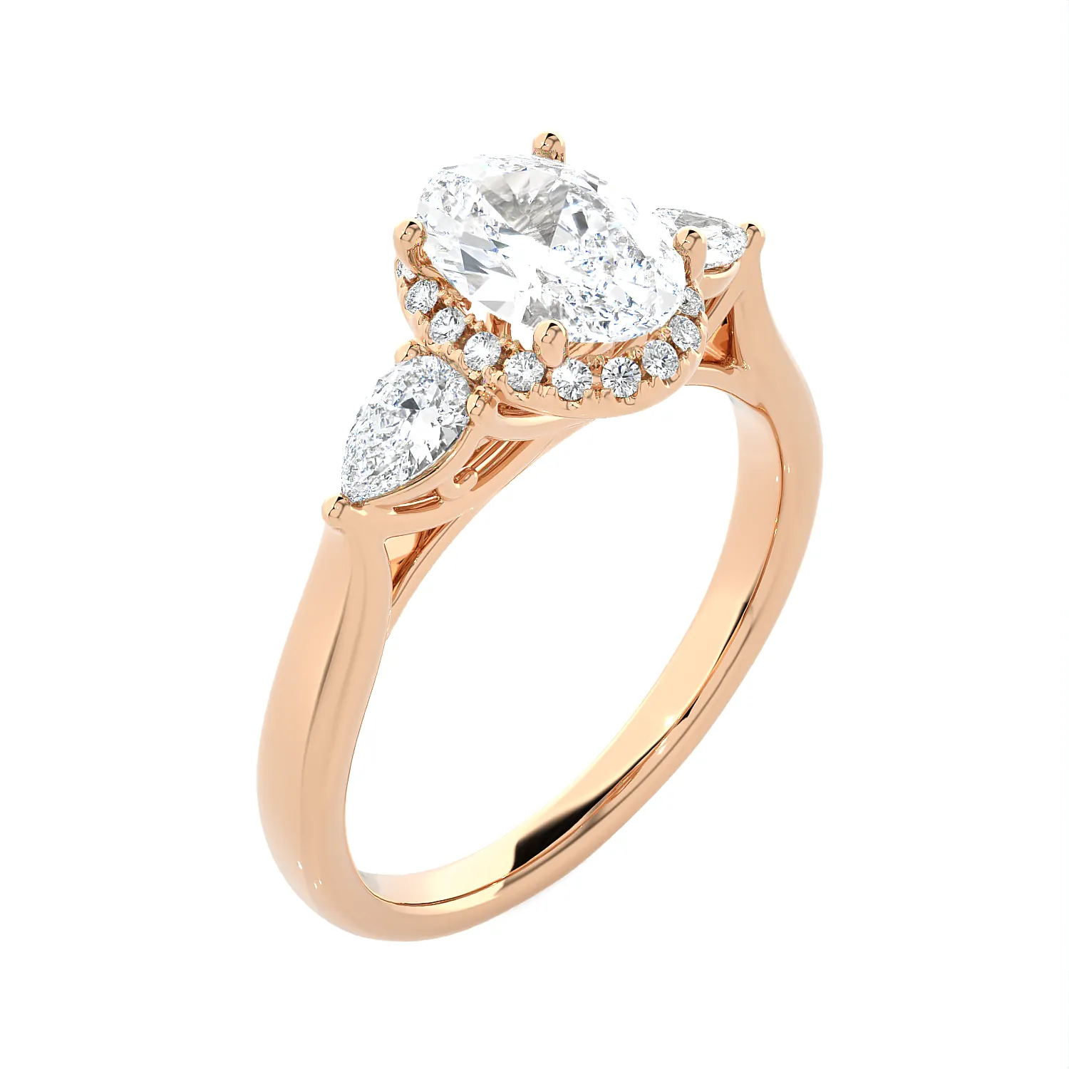 1 7/8 ctw Oval Lab Grown Diamond Side Stone Engagement Ring