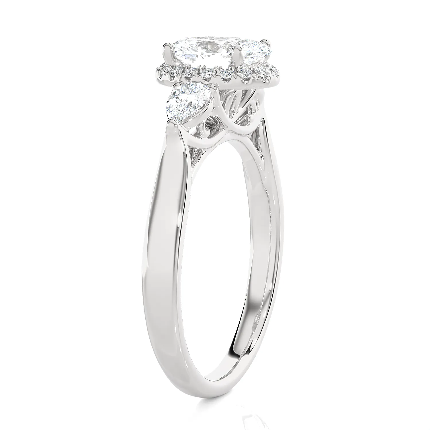 1 7/8 ctw Oval Lab Grown Diamond Side Stone Engagement Ring
