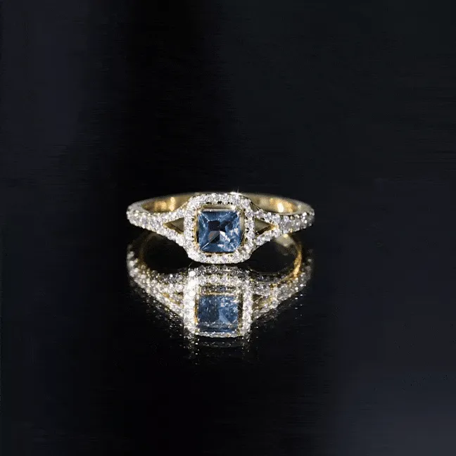 1 CT Designer London Blue Topaz and Diamond Accent Engagement Ring