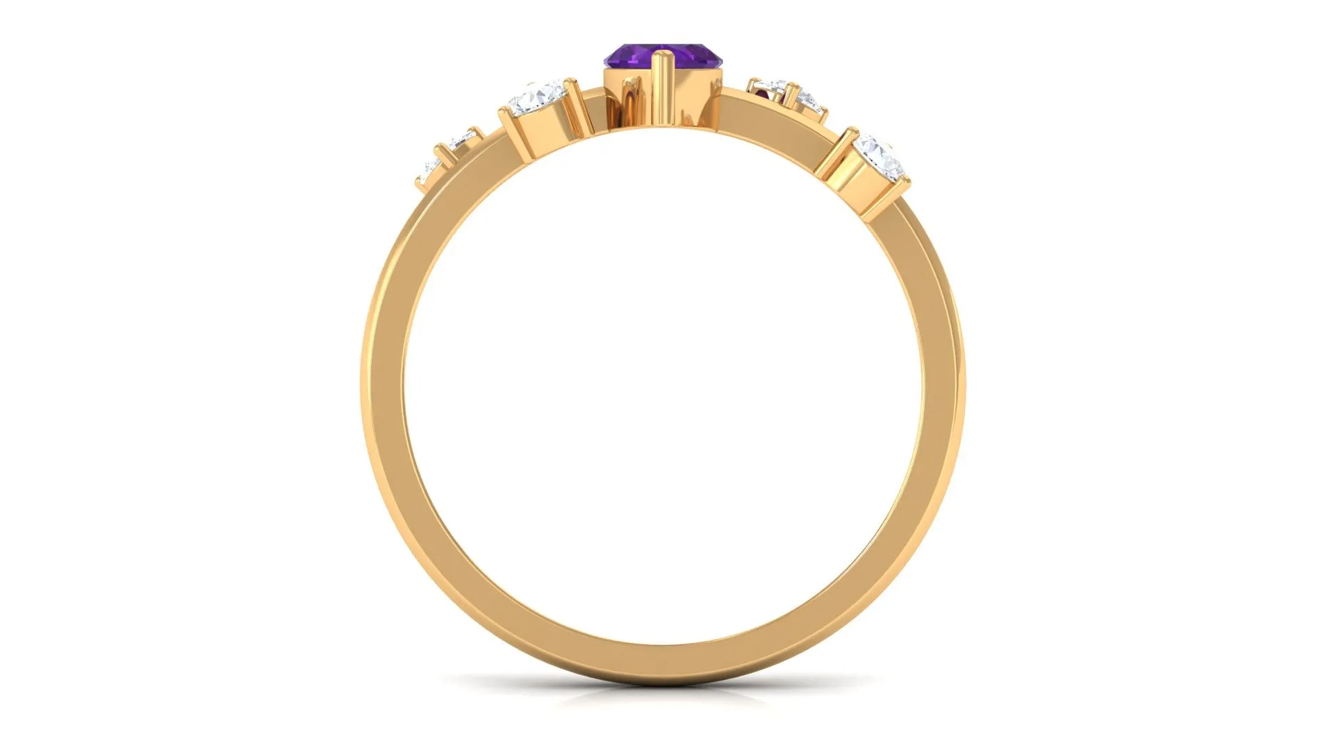 1 Ct Marquise Amethyst Engagement Ring with Scatter Diamond
