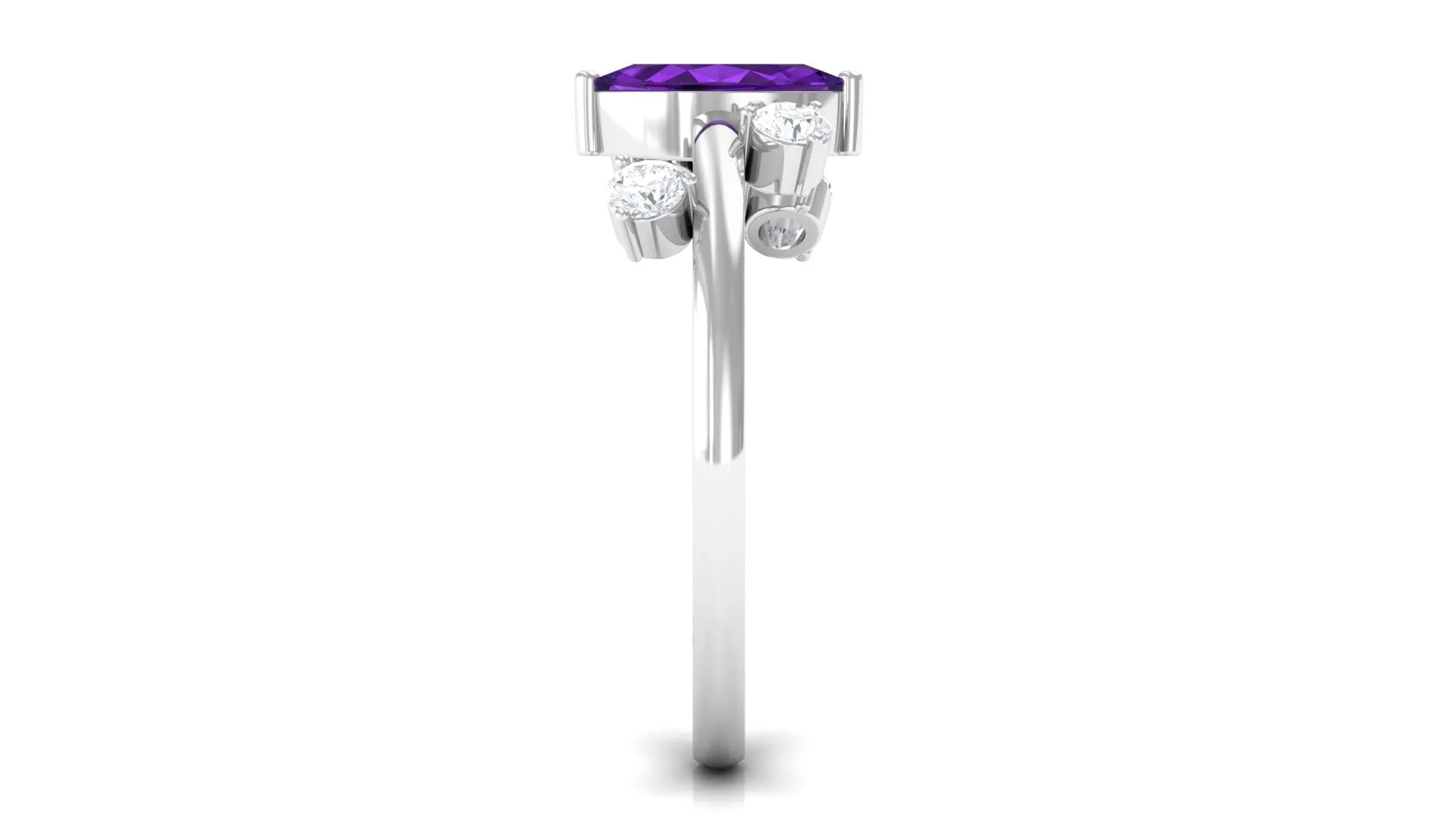 1 Ct Marquise Amethyst Engagement Ring with Scatter Diamond