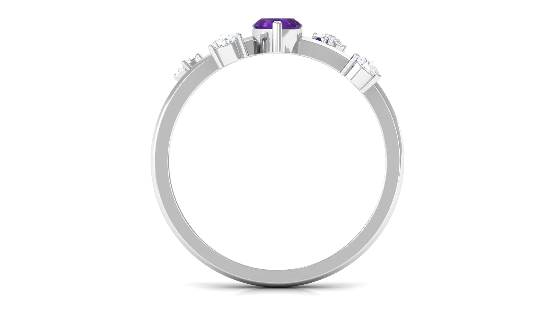 1 Ct Marquise Amethyst Engagement Ring with Scatter Diamond