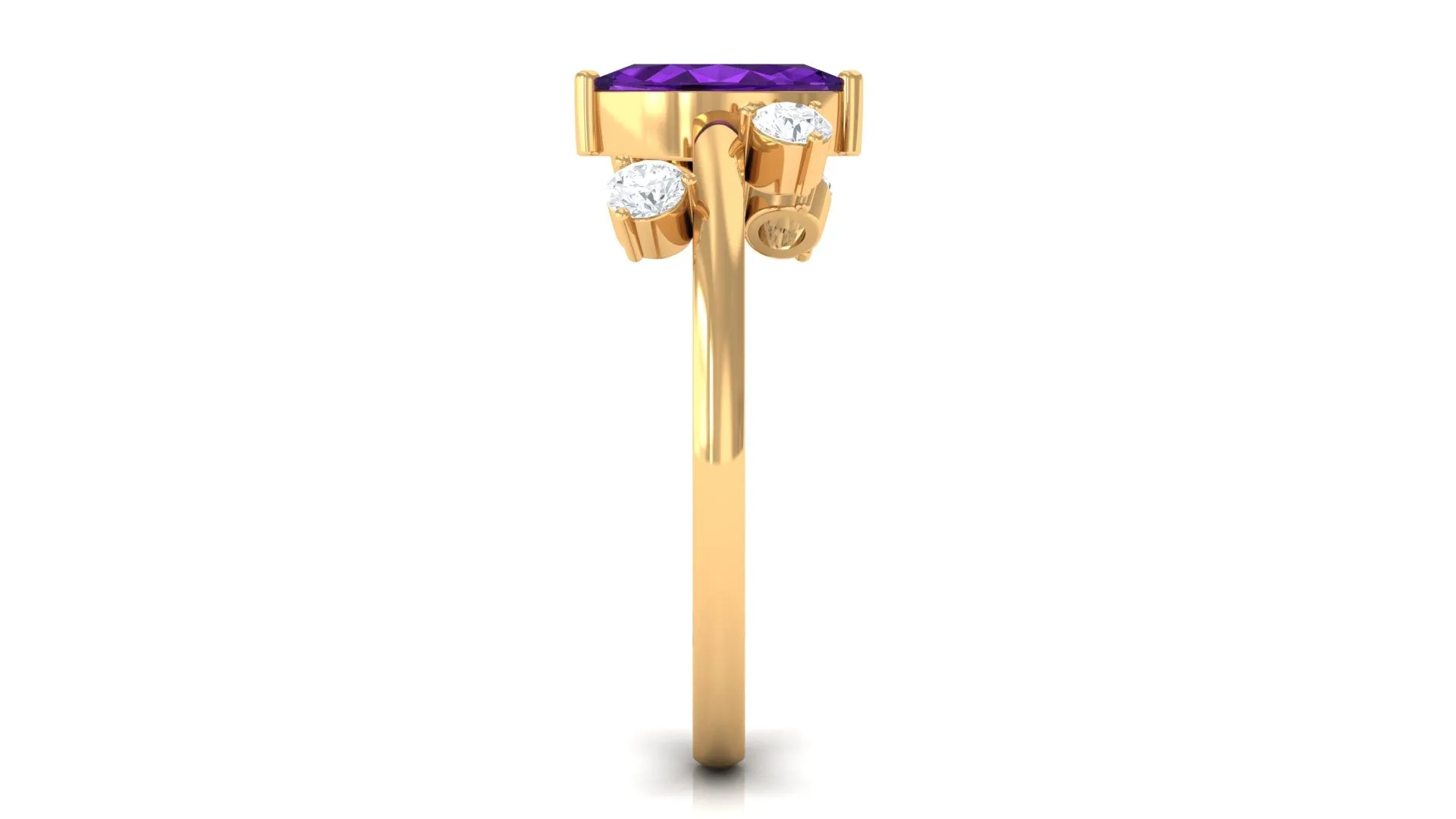 1 Ct Marquise Amethyst Engagement Ring with Scatter Diamond
