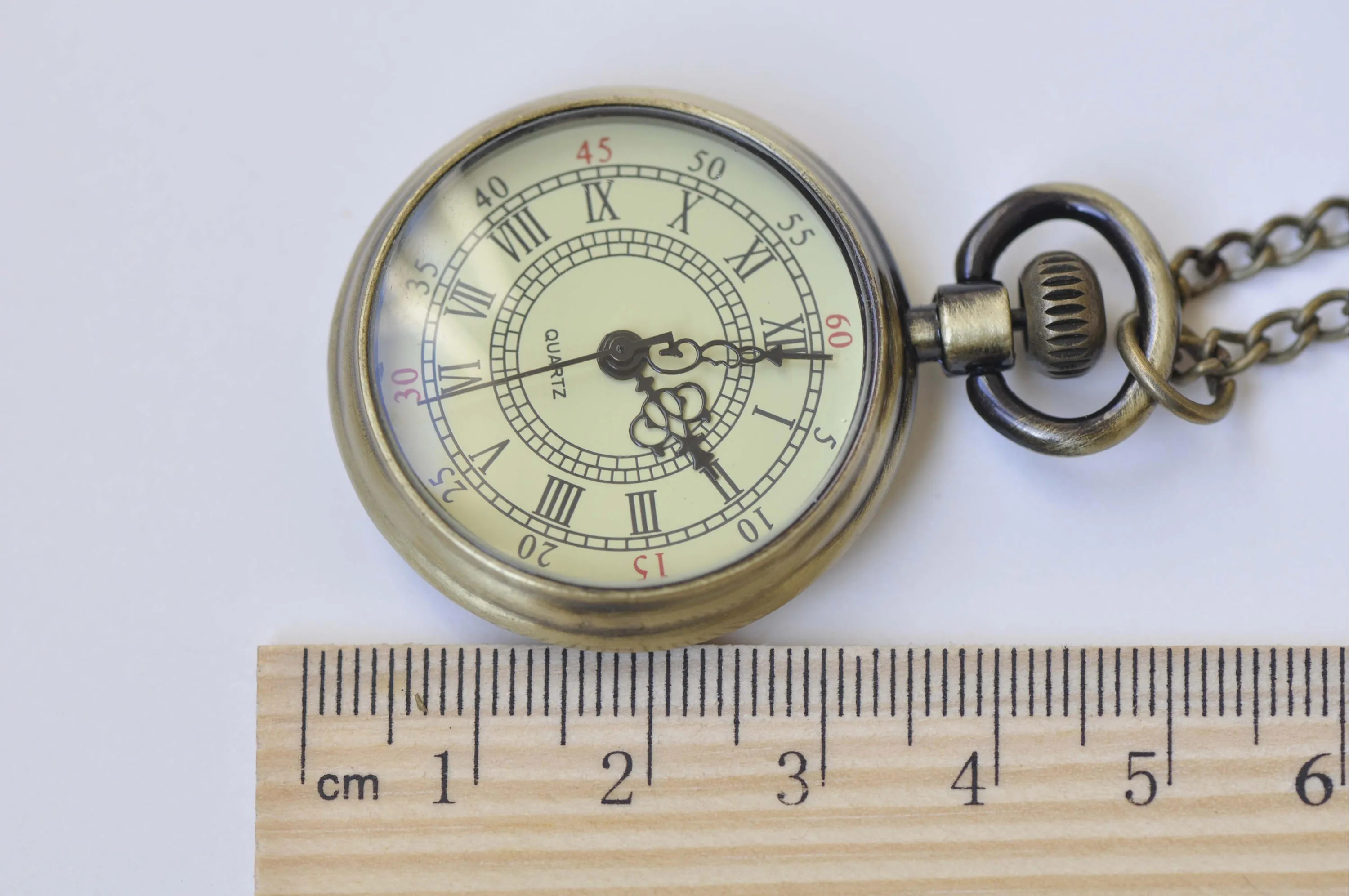 1 PC Antique Bronze Double Numerals Pocket Watch A5002