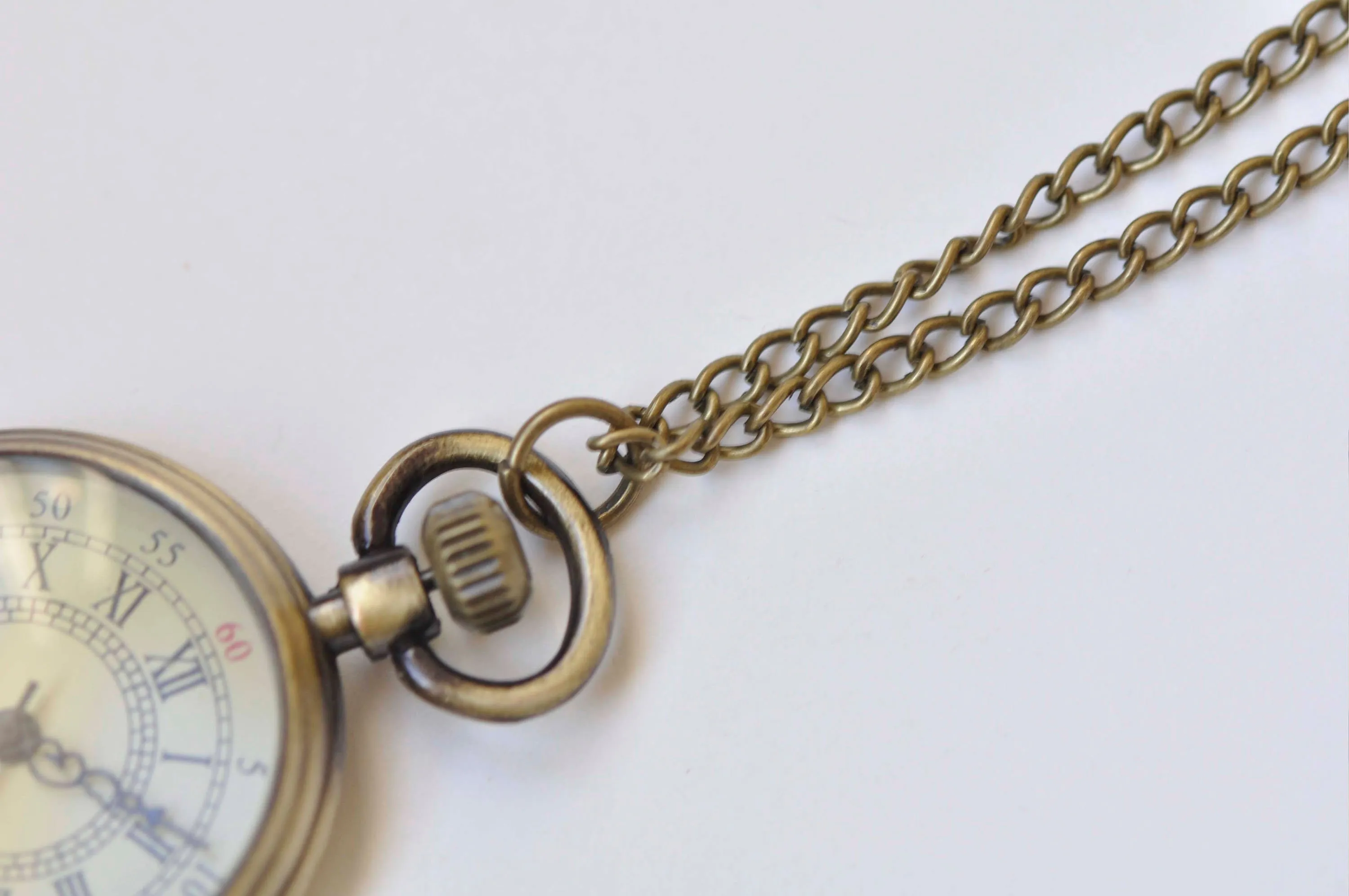1 PC Antique Bronze Double Numerals Pocket Watch A5002