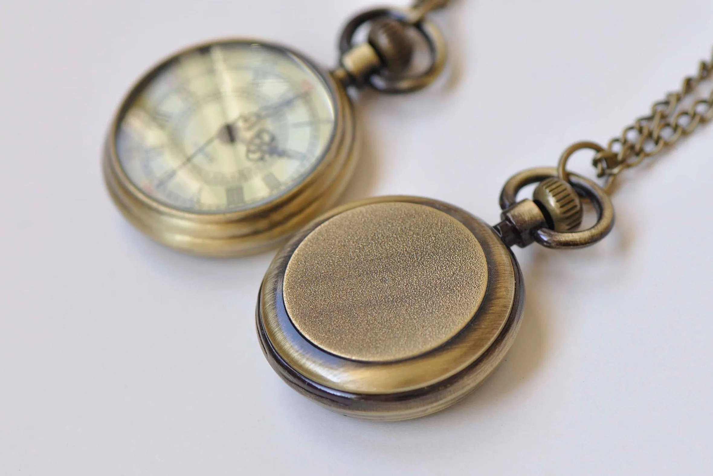 1 PC Antique Bronze Double Numerals Pocket Watch A5002