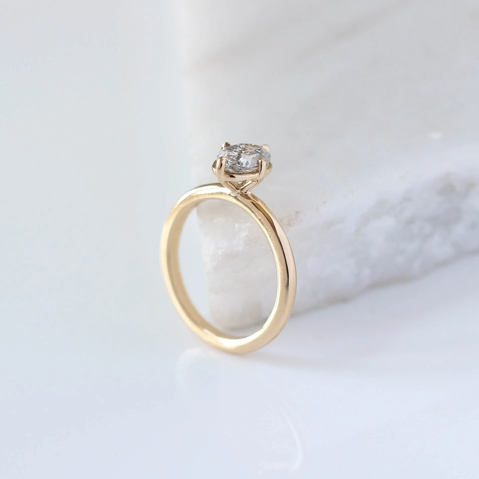 1.01ct Around The World Oval Salt and Pepper Diamond Ring