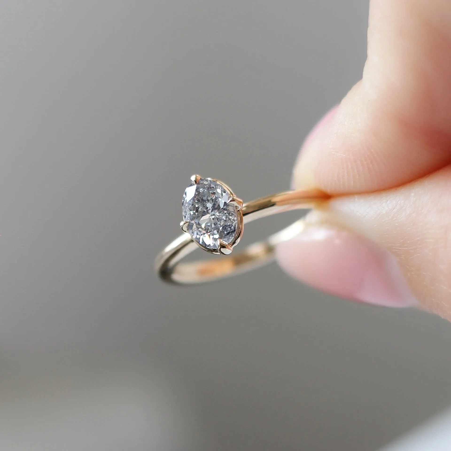 1.01ct Around The World Oval Salt and Pepper Diamond Ring