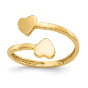 10K Gold Double Heart Bypass Toe Ring