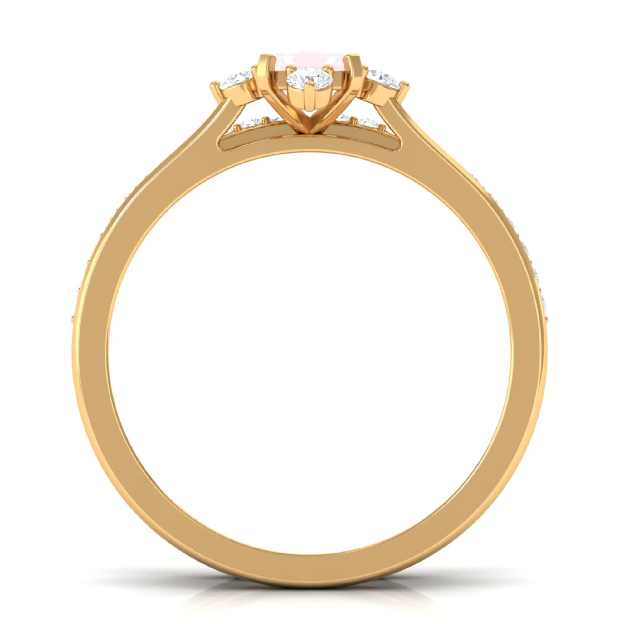 1.25 CT Real Rose Quartz and Diamond Ring Set