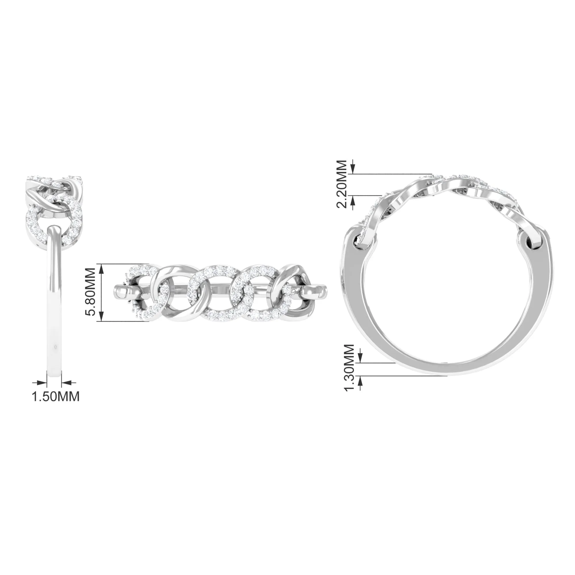 1/4 CT Interlock Diamond Contemporary Band Ring