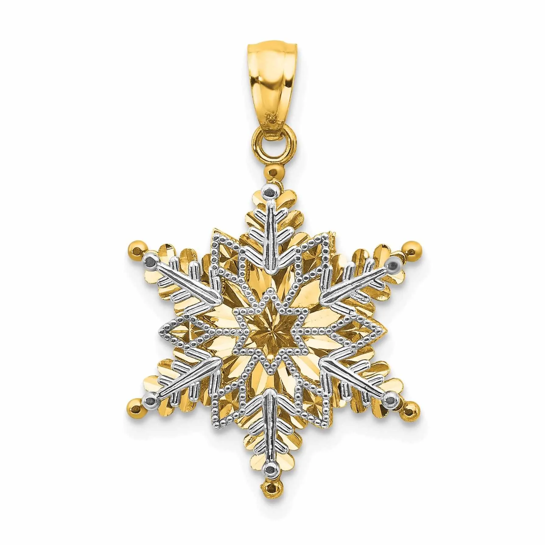 14 Two Tone Gold Open 2 Level Snowflake Pendant