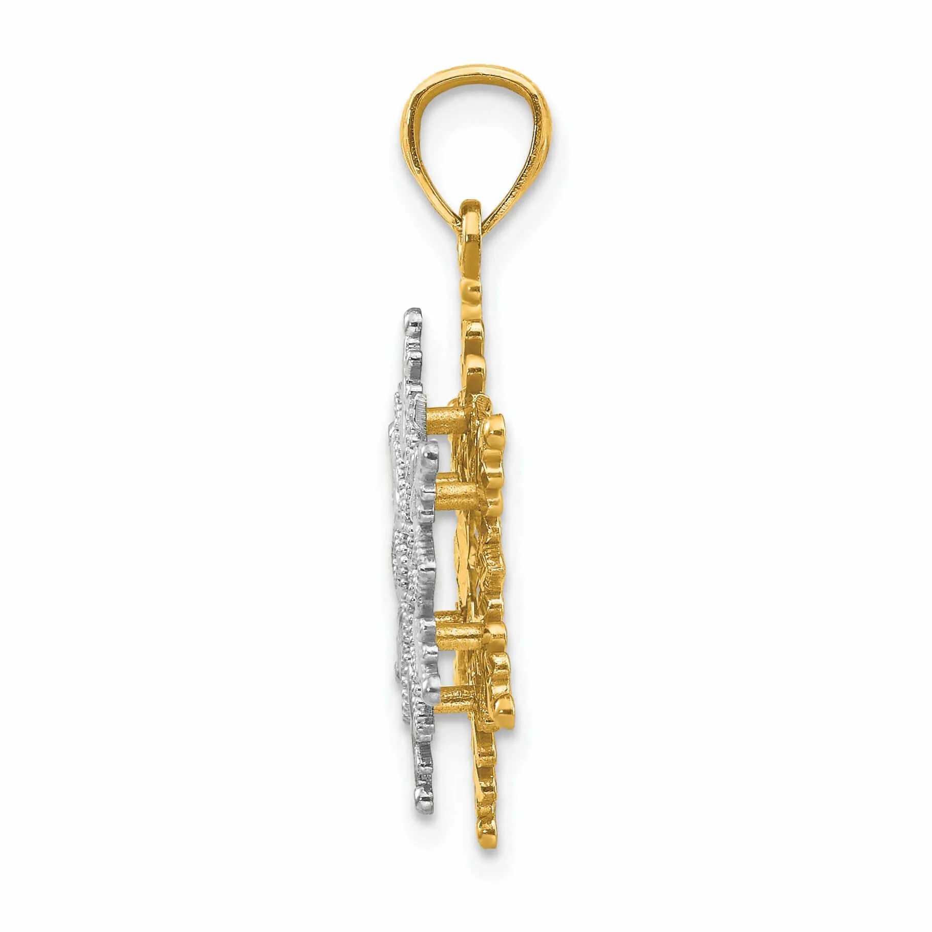 14 Two Tone Gold Open 2 Level Snowflake Pendant