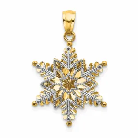 14 Two Tone Gold Open 2 Level Snowflake Pendant