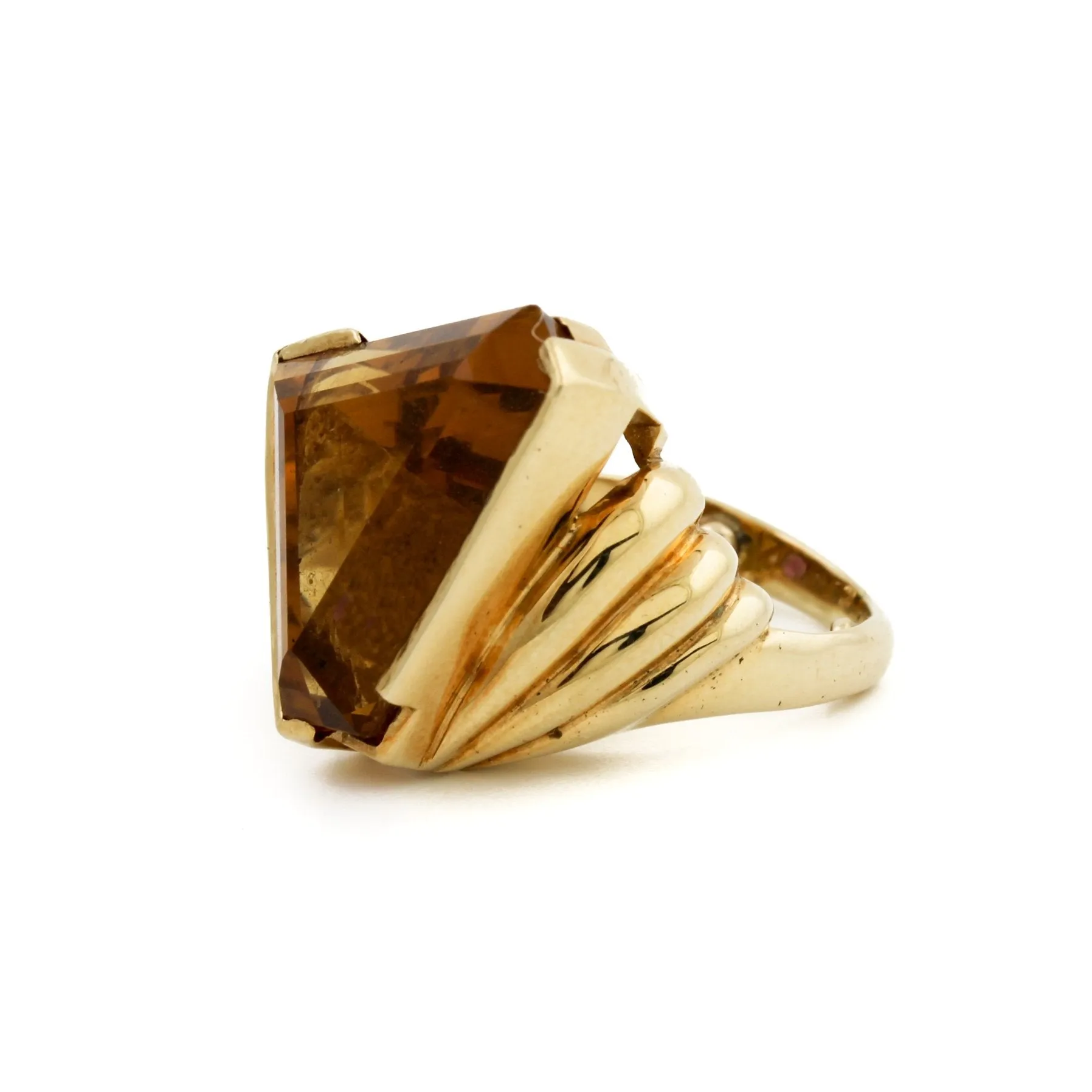 14K Avant-Garde Vintage Citrine Ring