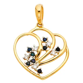 14K Gold CZ Charm Pendant
