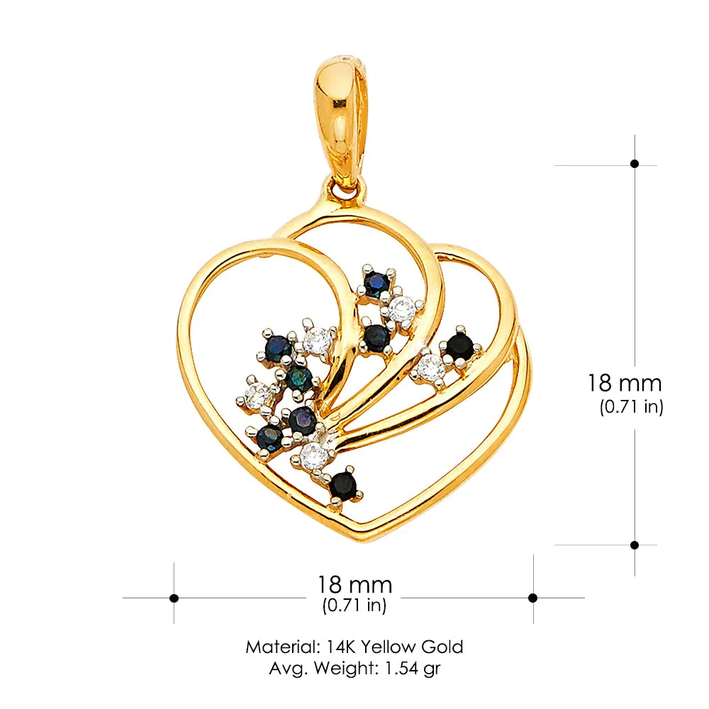 14K Gold CZ Charm Pendant