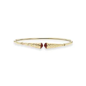 14K Gold Garnet Bangle Bracelet