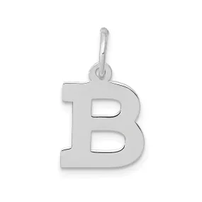 14k White Gold Small Block Design Letter B Initial Pendant
