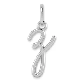 14K White Gold Small Size Lower Case Script Letter Z Initial Pendant