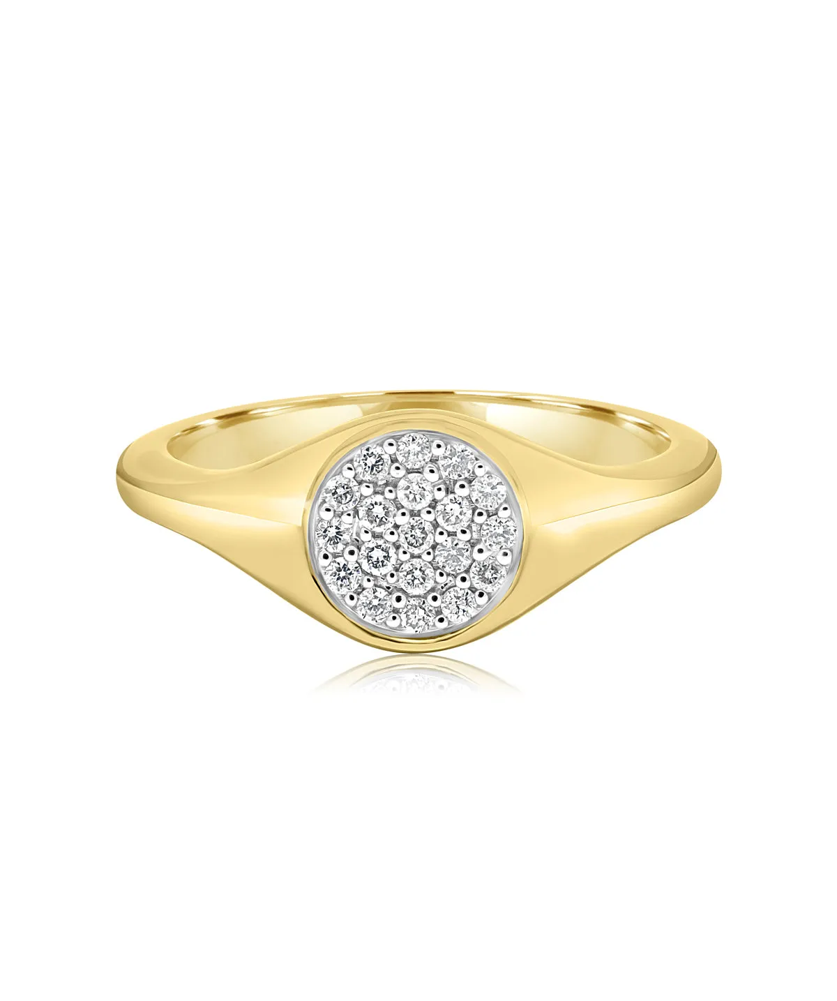 14K Yellow Gold Diamond Signet Fashion Ring