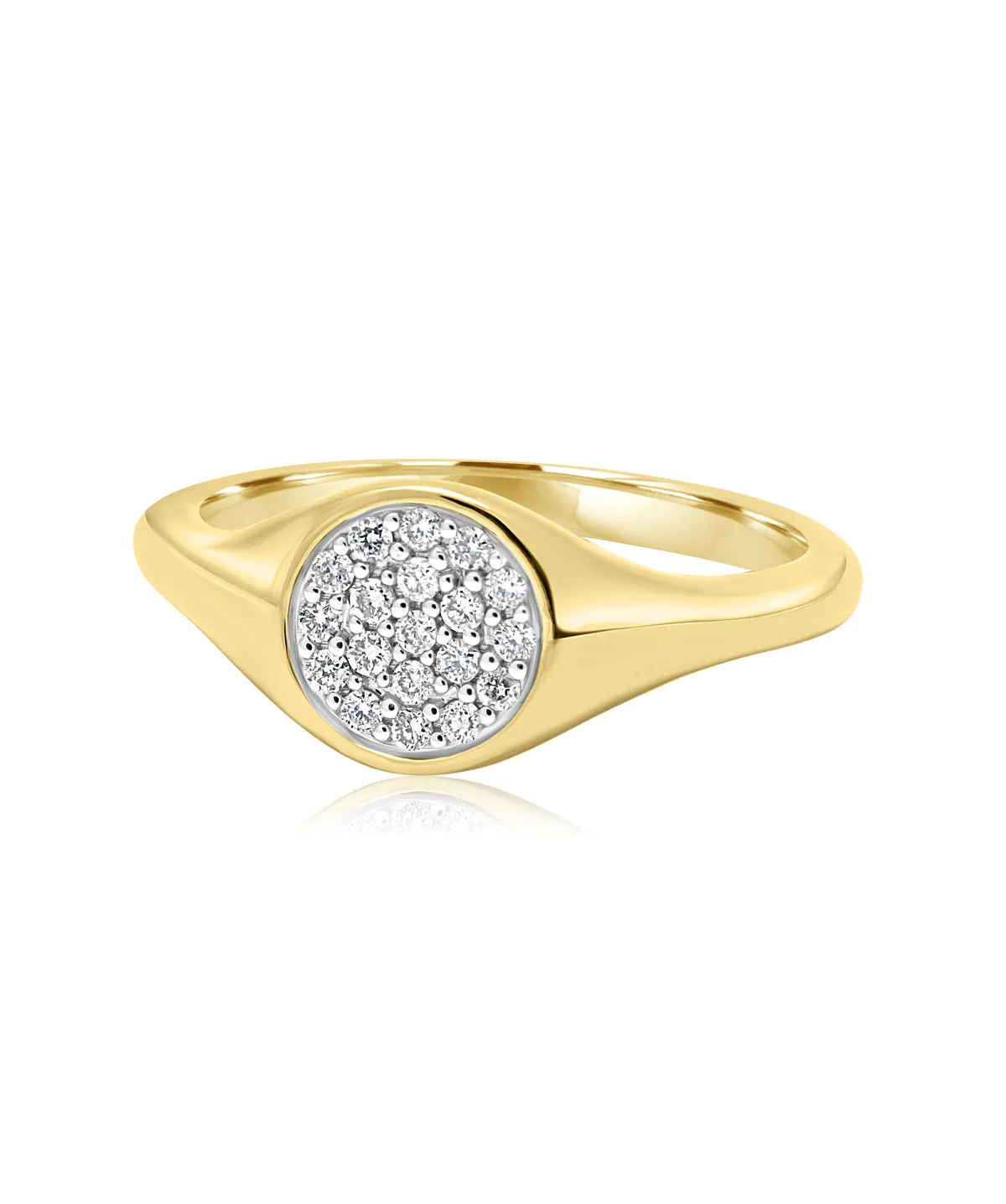 14K Yellow Gold Diamond Signet Fashion Ring