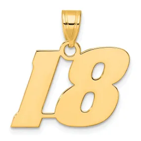 14k Yellow Gold Polished Finish Block Script Design Number 18 Charm Pendant