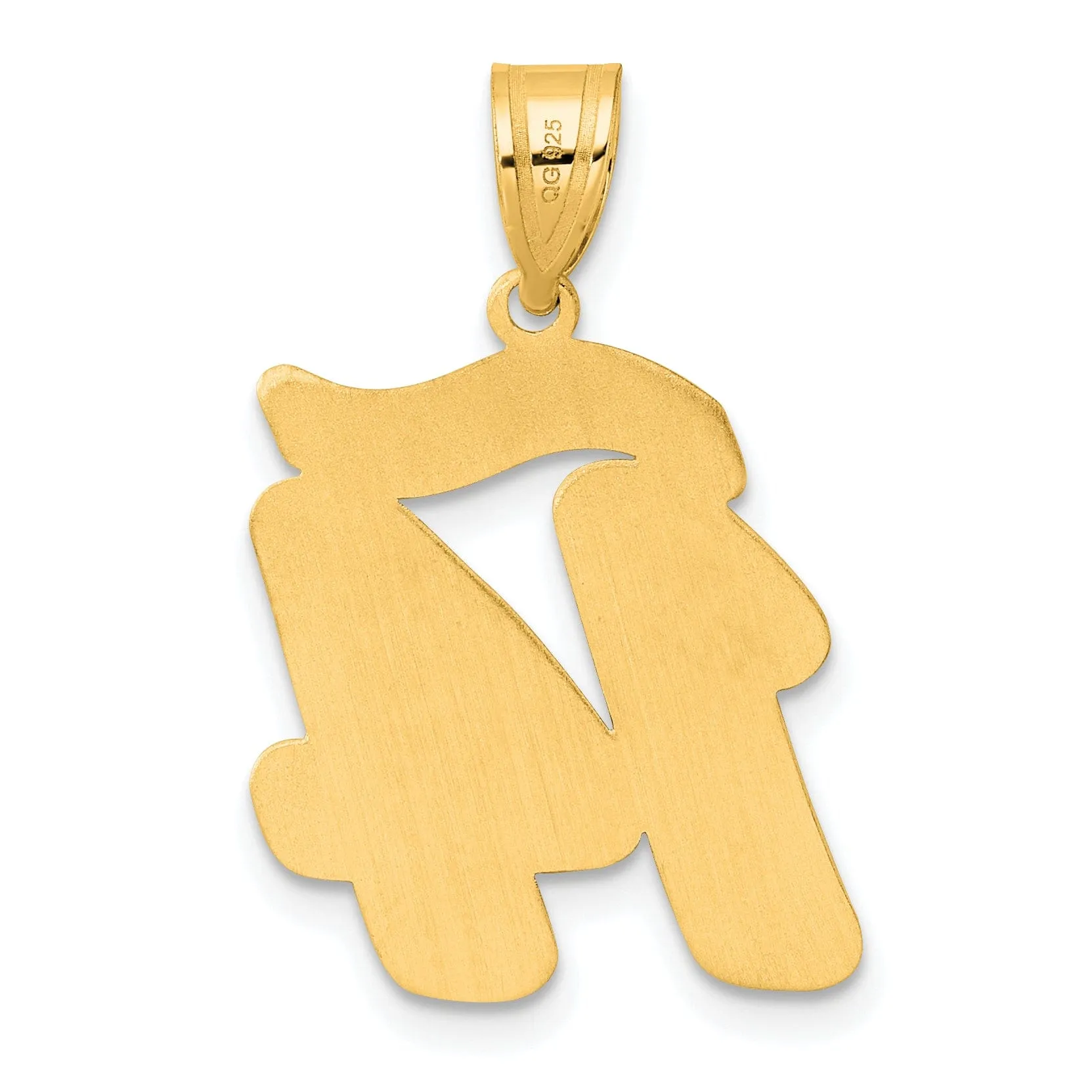 14k Yellow Gold Polished Finish Script Design Number 14 Charm Pendant