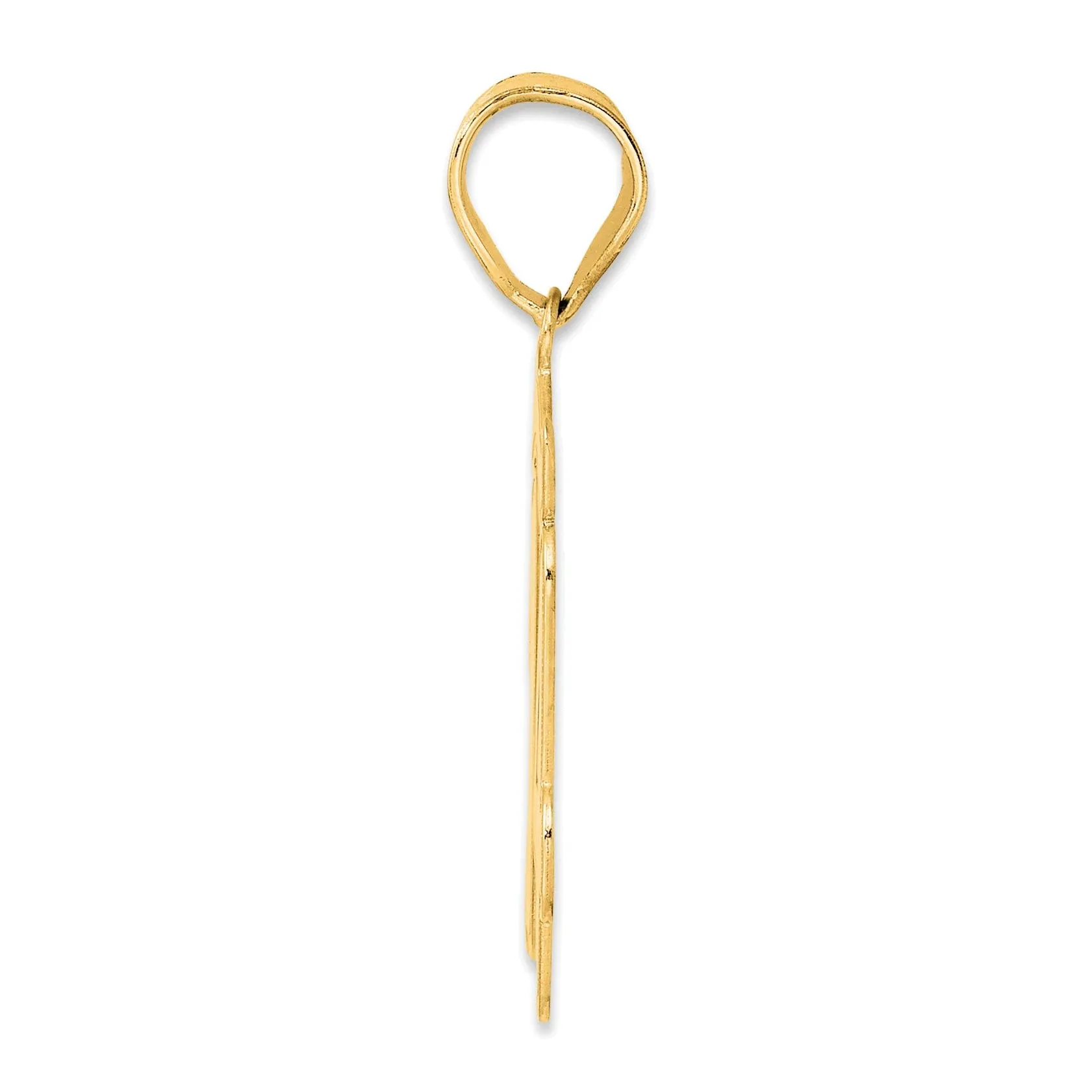 14k Yellow Gold Polished Finish Script Design Number 14 Charm Pendant