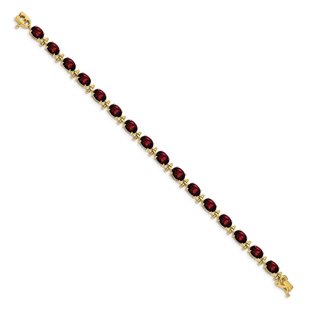 14KT Yellow Gold 7-inch Garnet Bracelet