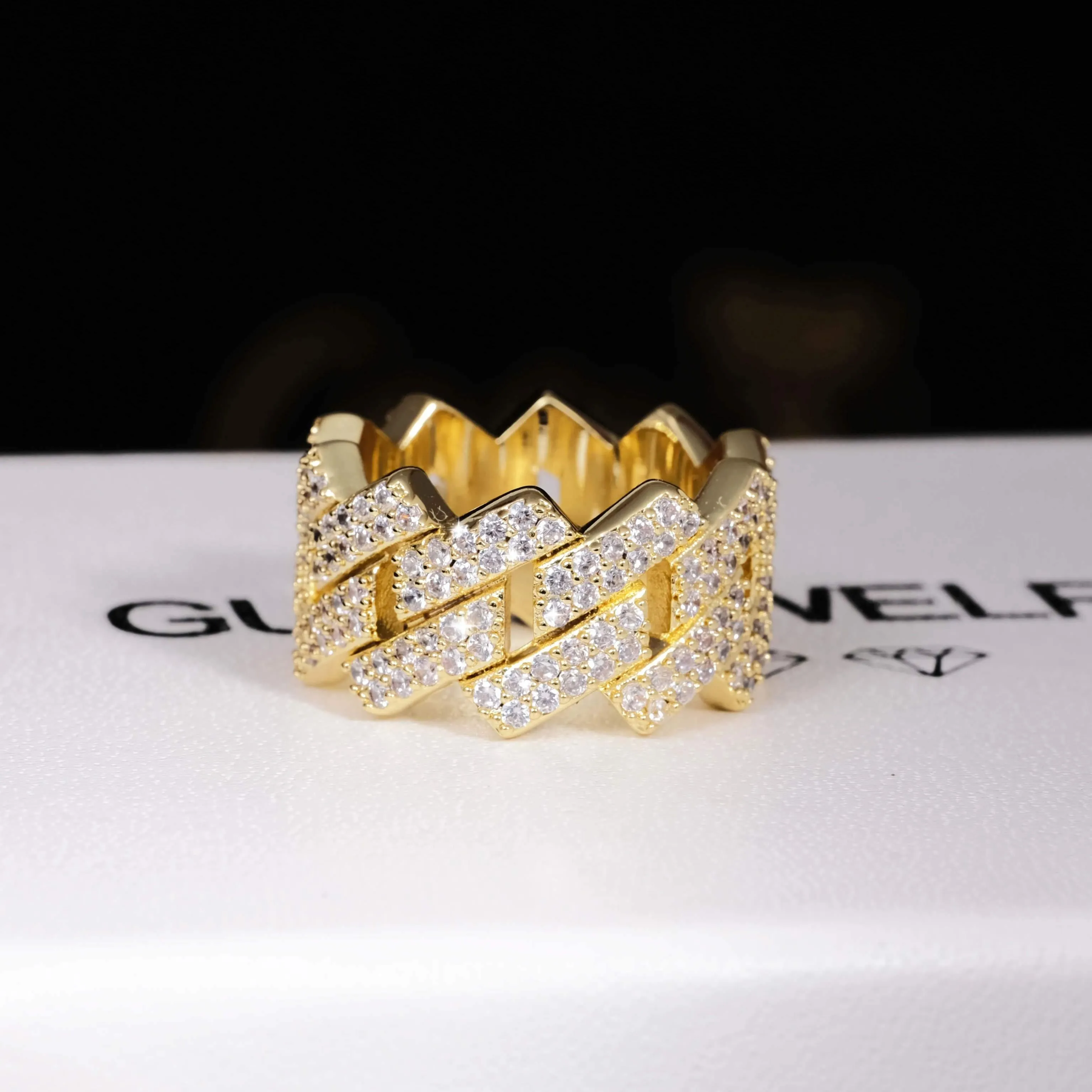 14MM Iced Prong Cuban Ring