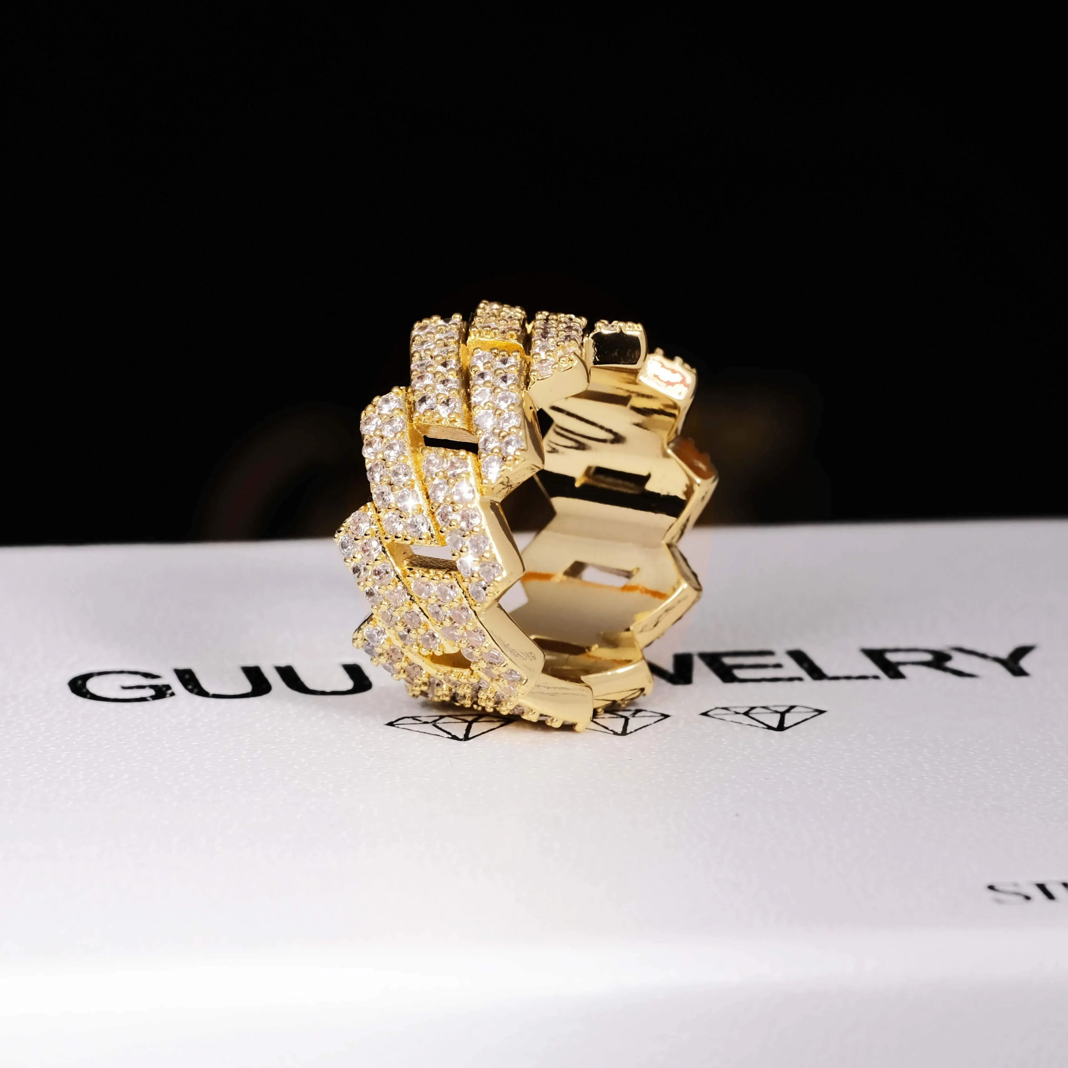 14MM Iced Prong Cuban Ring