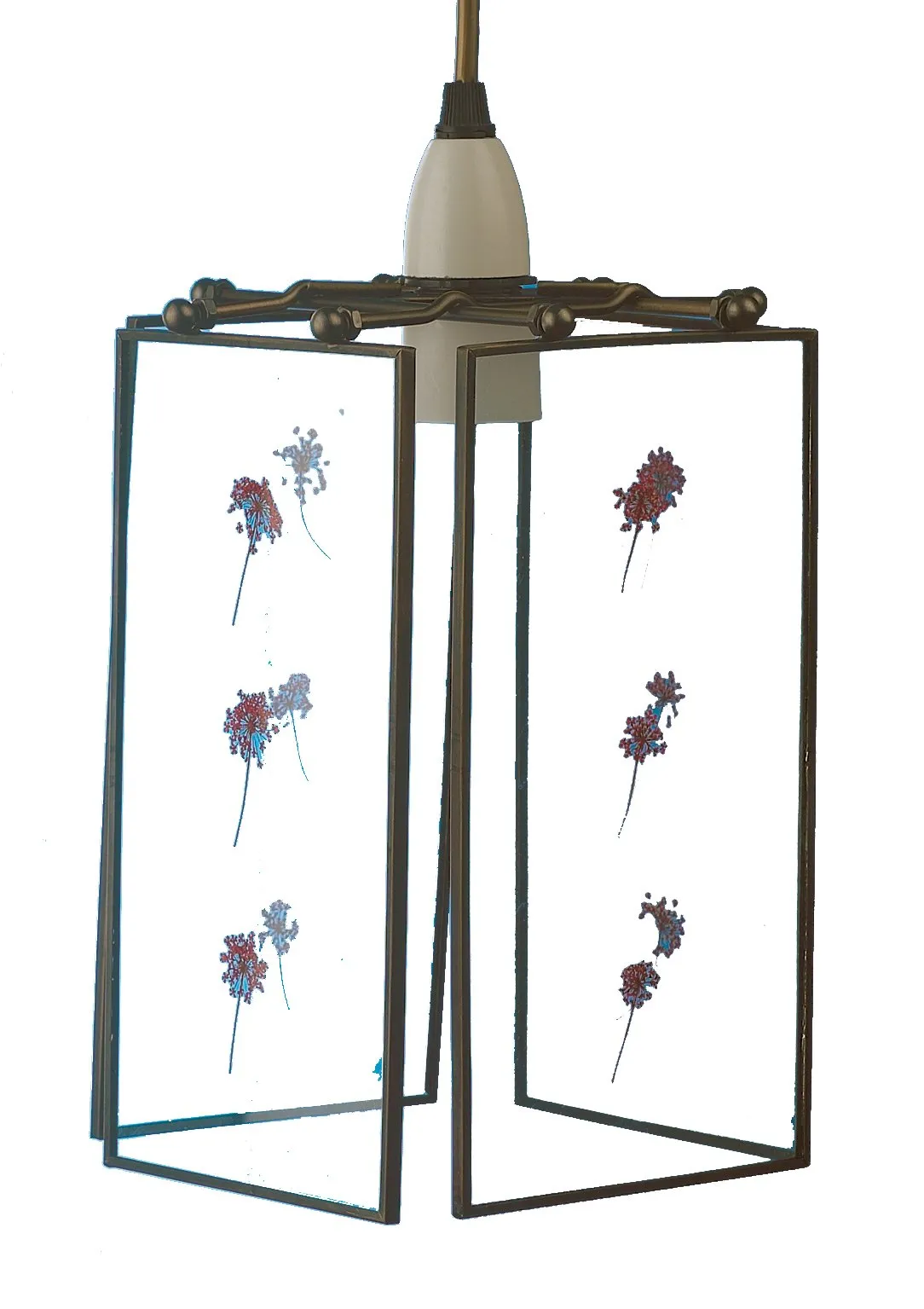 15 cm Dried Red Flower Glass Lightshade