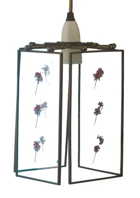15 cm Dried Red Flower Glass Lightshade